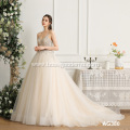 sleeveless halter beaded wedding dress long trailing bright silk bridal gown